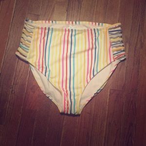 Rainbow Striped Rue+ High Waisted Bikini Bottoms